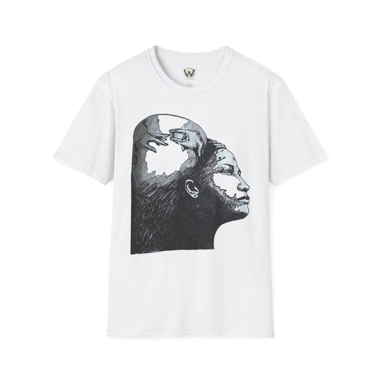 Abstract Portrait Unisex Softstyle T-Shirt - Artistic Graphic Tee for Creative Souls